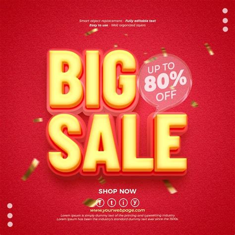 Premium Psd Psd Big Sale Modern Banner Promotional With Editable 3d