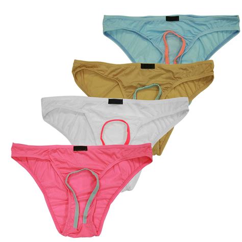Buy Elsayx Men S Sexy Low Rise Hollow Bikini Briefs Open Front Underwear Online At
