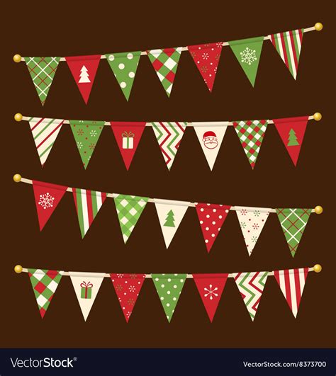 Triangle Bunting Flags Christmas Garland Set Vector Image