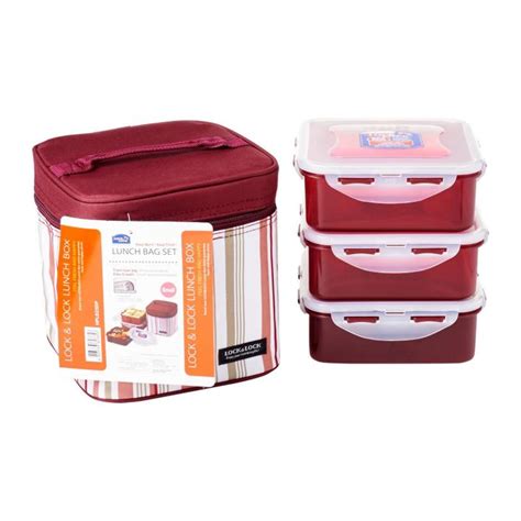 Locknlock Classic Lunch Box Airtight Food Container 3 PCS With Purple