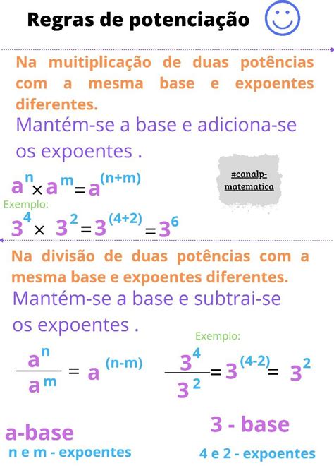 Potenciação De Potenciação - Potenciação: regras de potenciação | Química, Matematicas, Clase de ...