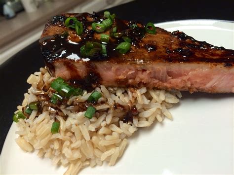 Road To A Healthier And Happier Life Honey Ginger Seared Ahi Tuna Steaks With Brown Rice