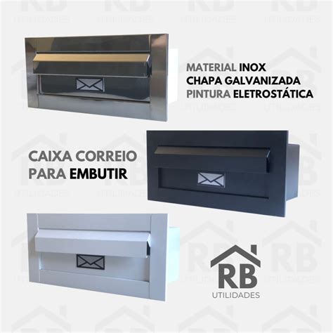 Caixa Correio Carta Inox Aba Para Muro Parede De Embutir 14cm