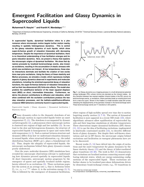 Pdf Emergent Facilitation And Glassy Dynamics In Supercooled Liquids