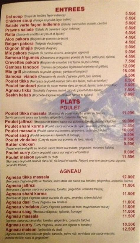 Carta De Restaurant Mustang Paris