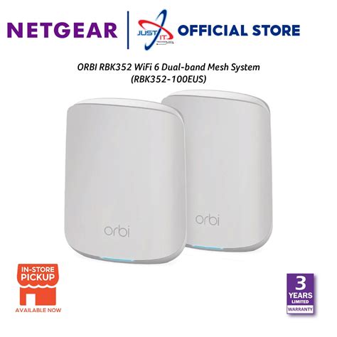 Netgear Orbi Rbk352 Wifi 6 Ax1800 Dual Band Mesh System Rbk352 100eus