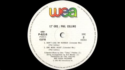 Phil Collins Don T Lose My Number Extended Mix 1995 Youtube