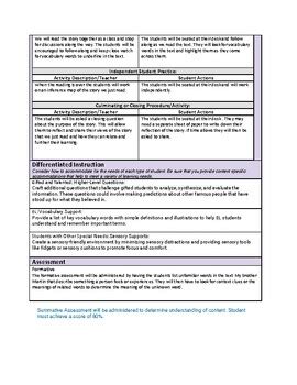 Edtpa Elementary Literacy Task 1 Part B Lesson Plans 1 2 3 By Brad