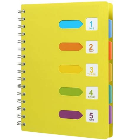 5 Subject Spiral Notebook With Divider Tabs A5 Wide Ruled 57 × 85