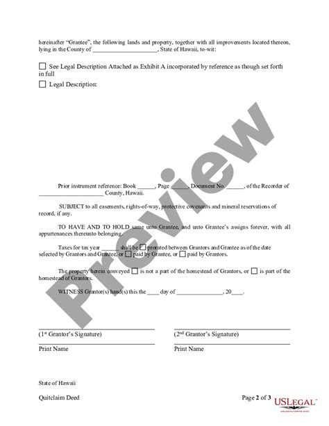 Hawaii Quitclaim Deed From Husband And Wife To Living Trust Quitclaim Deed Hawaii Us Legal Forms