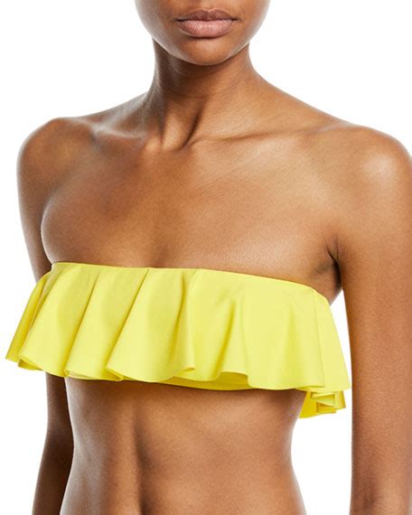 Milly Ruffle Bandeau Solid Bikini Top Bergdorf Goodman