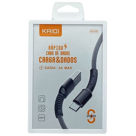 Cabo De Dados Tipo C Cabo De Carregamento USB KAIDI Kd 323 Shopee Brasil