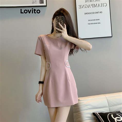 Lovito Vestido Casual De Linha De Estrutura Lisa Para Mulheres LNE57297