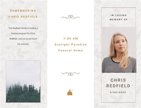 Free Order Of Service Funeral Obituary Tri Fold Brochure Template