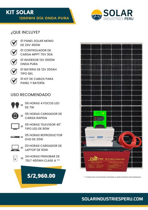 KIT 1200WH GEL ECO ONDA PURA Solar Industries Peru