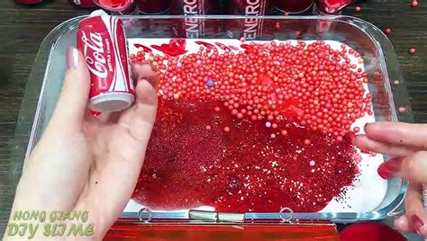 Series RED COCA COLA Slime Mixing Random Things Into GLOSSY Slime