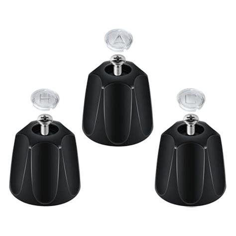 For Piece Black Shower Knob Replacement Set Metal Construction Hot Cold Diverter Handles Matte