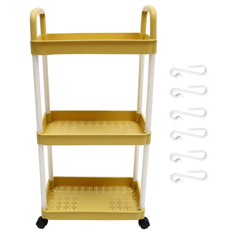 Rolling Pantry Storage Cart 3-Tier Trolley Rolling Cart Organizer for ...