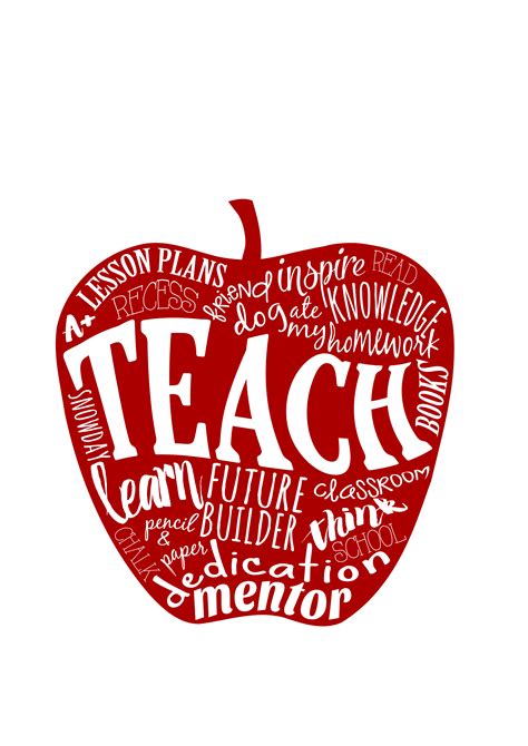 Teacher Gift - 8x10 matted 5x7 print (Red Teach Word Art Apple) on Storenvy