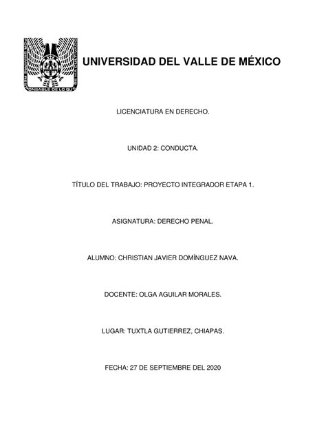 A Cjdn Derecho Penal Universidad Del Valle De M Xico Licenciatura