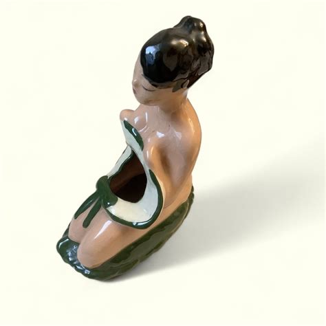 RARE Asian Planter Pot Nude Female Crazing 1930s 1940s Japanese Female Planter Plant Pot
