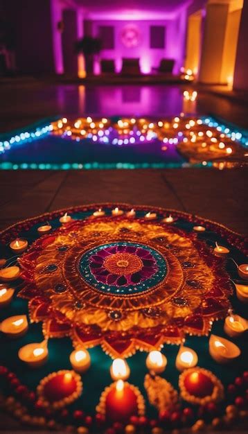 Premium AI Image | Rangoli Made On Diwali In Front Of The House On ...