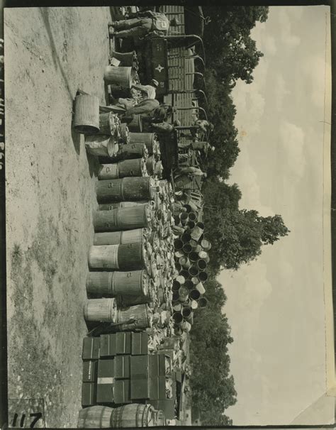Tin can salvage pile at the Main Post Salvage, Fort Benning, Georgia on