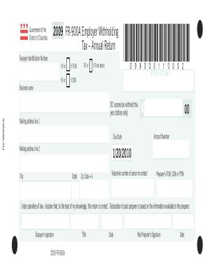 Fillable Online Otr Cfo Dc Fr A Employer Withholding Tax Annual