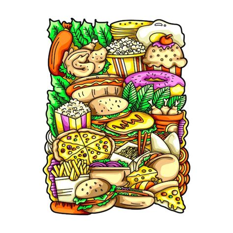 Premium Vector Food Doodle Vector Illustration