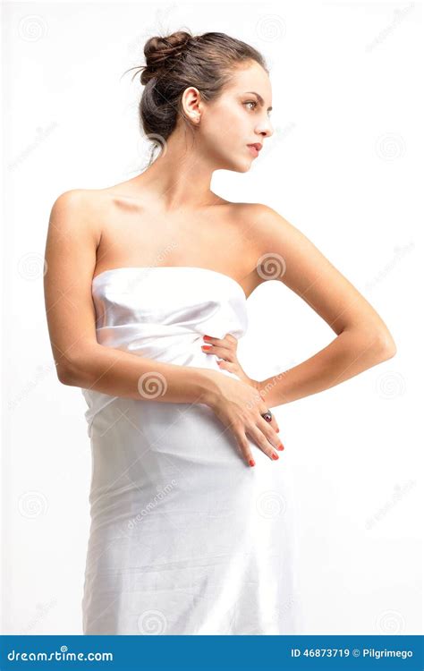 Beautiful Naked Woman In A White Towel Stock Image Image Of Sensuality Health
