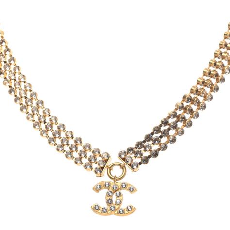 CHANEL Crystal CC Choker Necklace Gold 811013 FASHIONPHILE