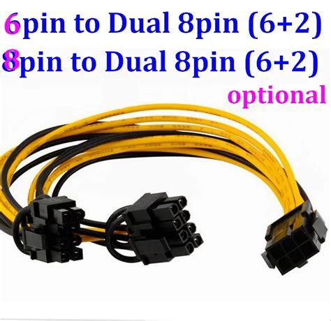 6pin To Dual 8pin Cable 8 Pin Male Pci Express To 2 X Pcie 8 62 Pin Female Graphics Video Card