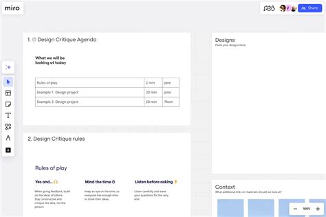 Design Critique Template Miro