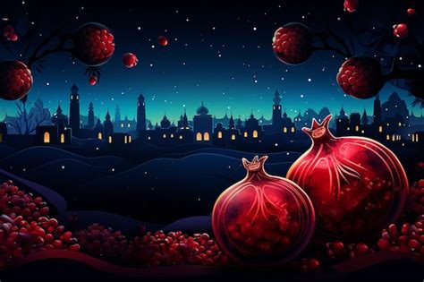 Premium Ai Image Painted Yalda Night Pomegranate Festival Ramadan