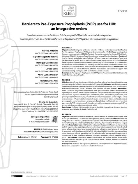 Pdf Barriers To Pre Exposure Prophylaxis Prep Use For Hiv An