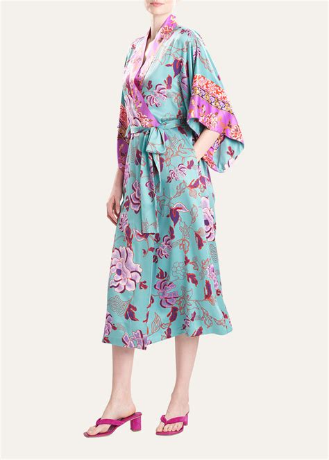 Natori Ume Floral Print Long Satin Robe Shopstyle