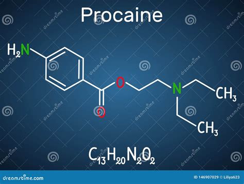 Procaine Molecule Is A Local Anesthetic Drug Stock Vector