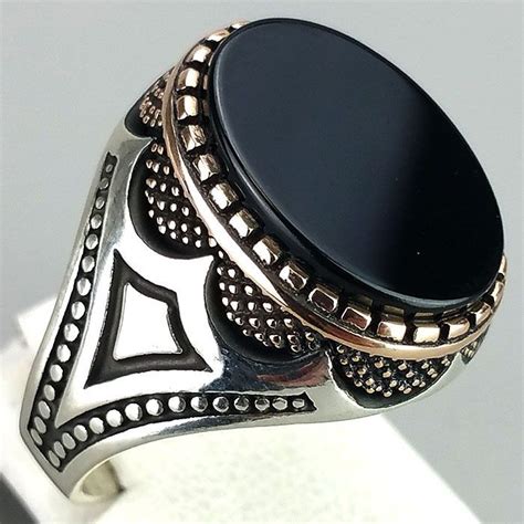 K14 38 Turkish Ottoman Style 925 Sterling Silver Agate Stone Men Ring Sz 11 75 Ebay Mens Ring