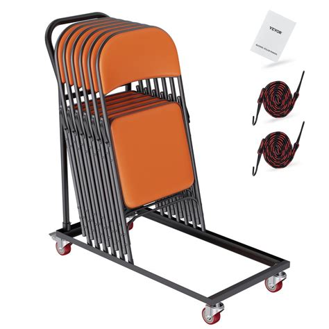 VEVOR Folding Chair Dolly, Iron Commercial Cart with 12 Chairs Capacity, Folding Chairs Rack ...