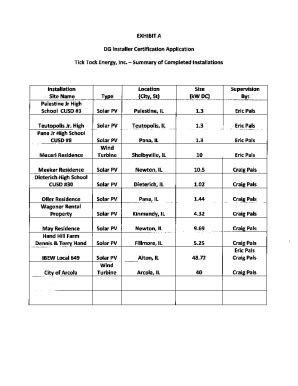 Fillable Online Icc Illinois Exhibit A Dg Installer Certification