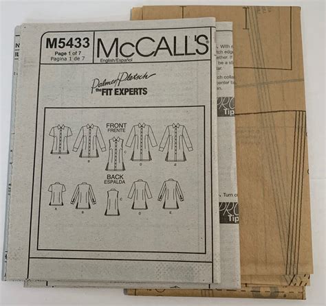 Mccall S Shirt Blouse Tunic Top Button Front Sewing Pattern Uncut