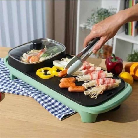 Promo Bbq Electric Hot Pot Shabu Suki Grill Hotpot Elektrik 2 In 1 New Hijau Tosca Diskon 14