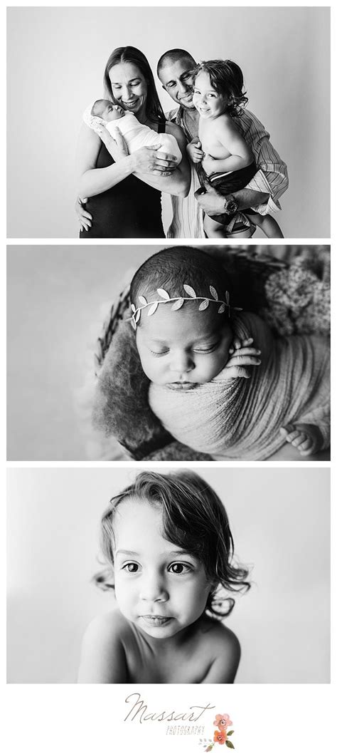 Classic black and white portraits during newborn session photographed by Massart Photography ...