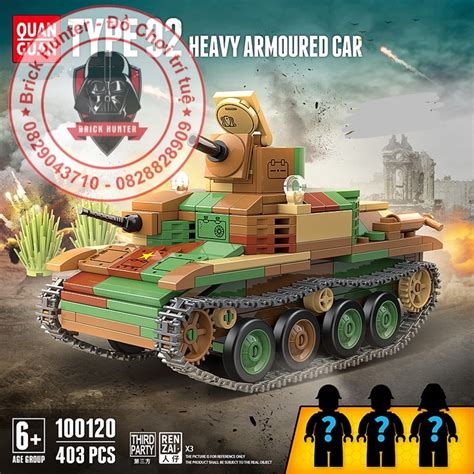 Army World war II Quan guan 100120 Tank type 92 bộ đồ chơi lắp ráp Xe