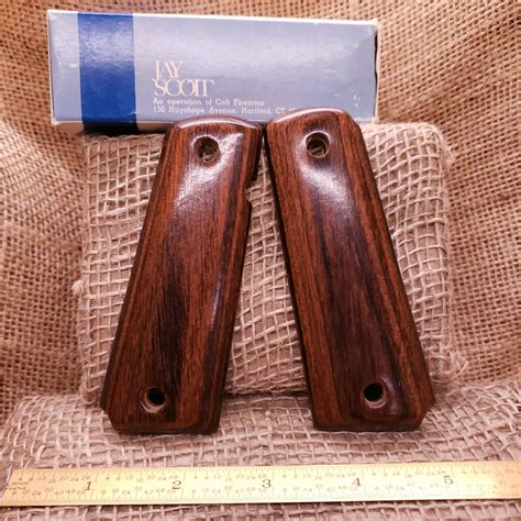 Jay Scott 33 Full Size Colt 1911 Laminated Mahogany Grips New Old