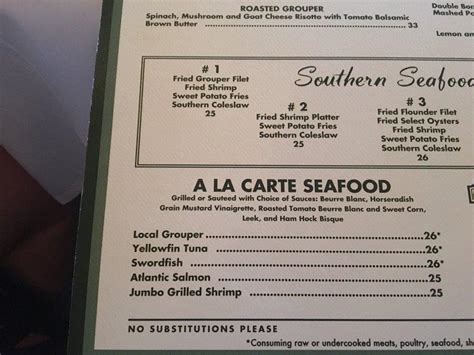 Menu at Hank's Seafood Restaurant, Charleston