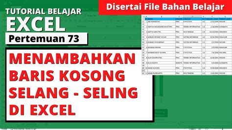 Cara Menambahkan Baris Kosong Selang Seling Dengan Mudah Di Excel YouTube