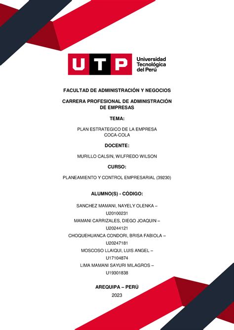 TF Planeamiento Y Control Empresarial UTP Studocu