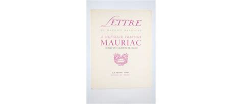 BARDECHE Lettre à François Mauriac Edition Originale