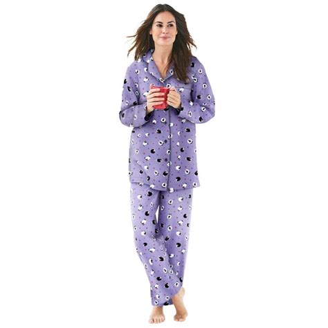 Dreams And Co Womens Plus Size Petite Classic Flannel Pajama Set